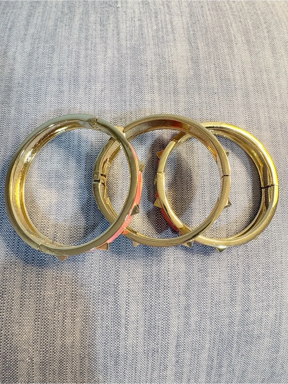 1 Studded Enamel Hinge Bangle Bracelet - Picture 8 of 9
